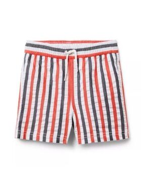 Janie and Jack Striped Swim Trunks Blue Red White 2T Recycled Seersucker